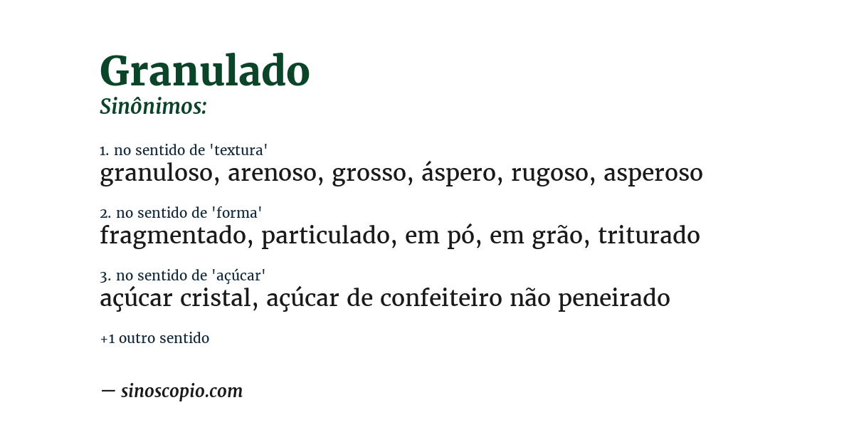 Sinônimo de granulado