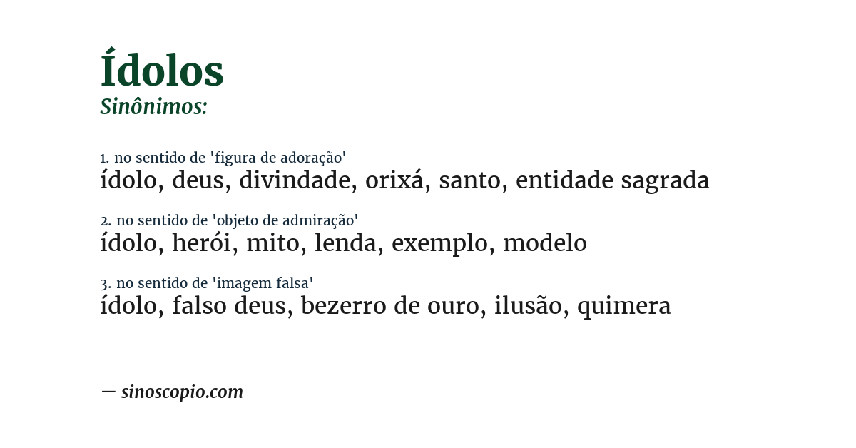 Sinônimo de ídolos