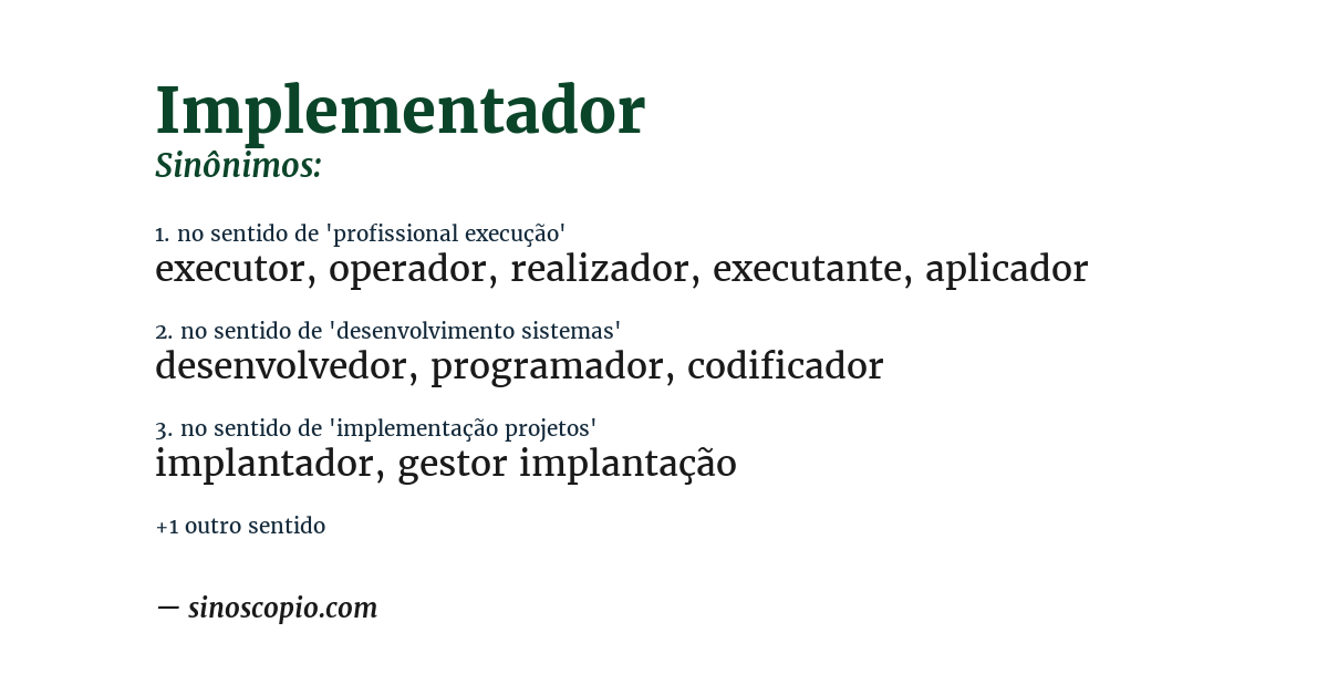 Sinônimo de implementador