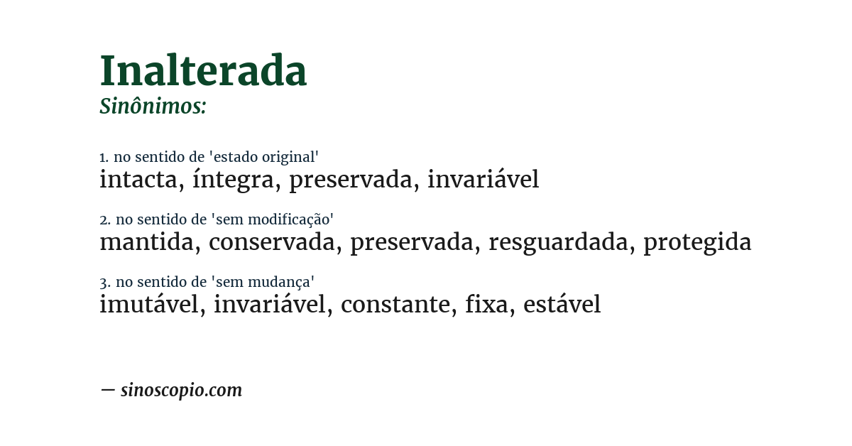 Sinônimo de inalterada