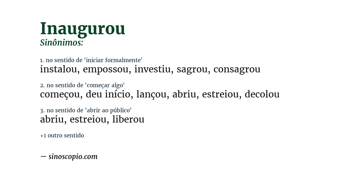 Sinônimo de inaugurou