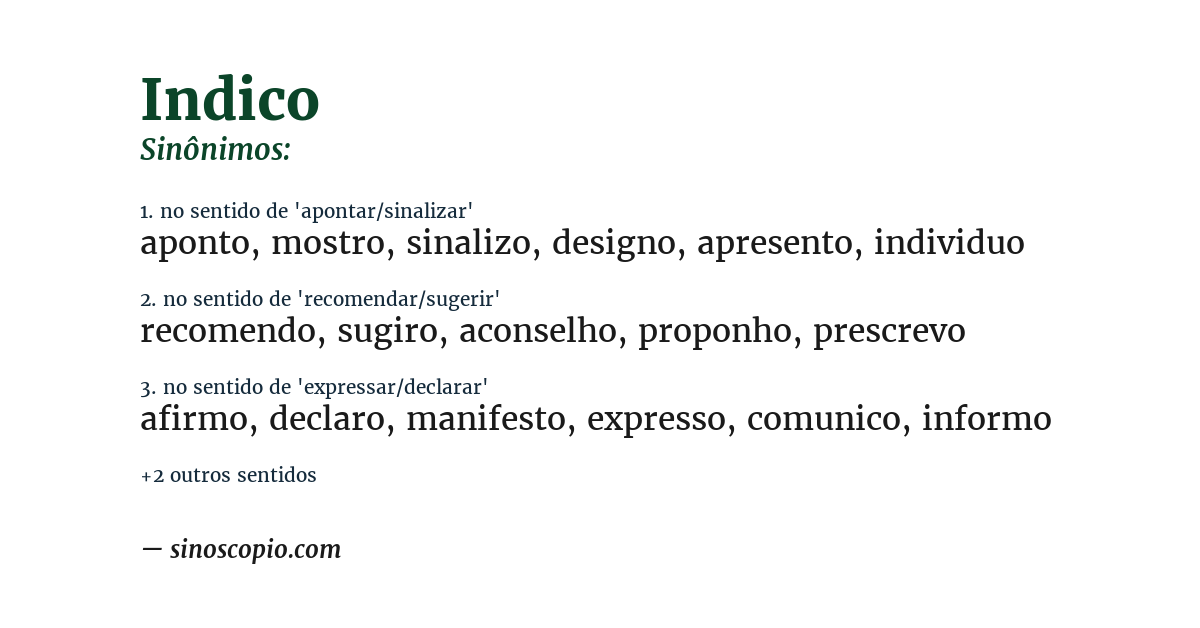 Sinônimo de indico