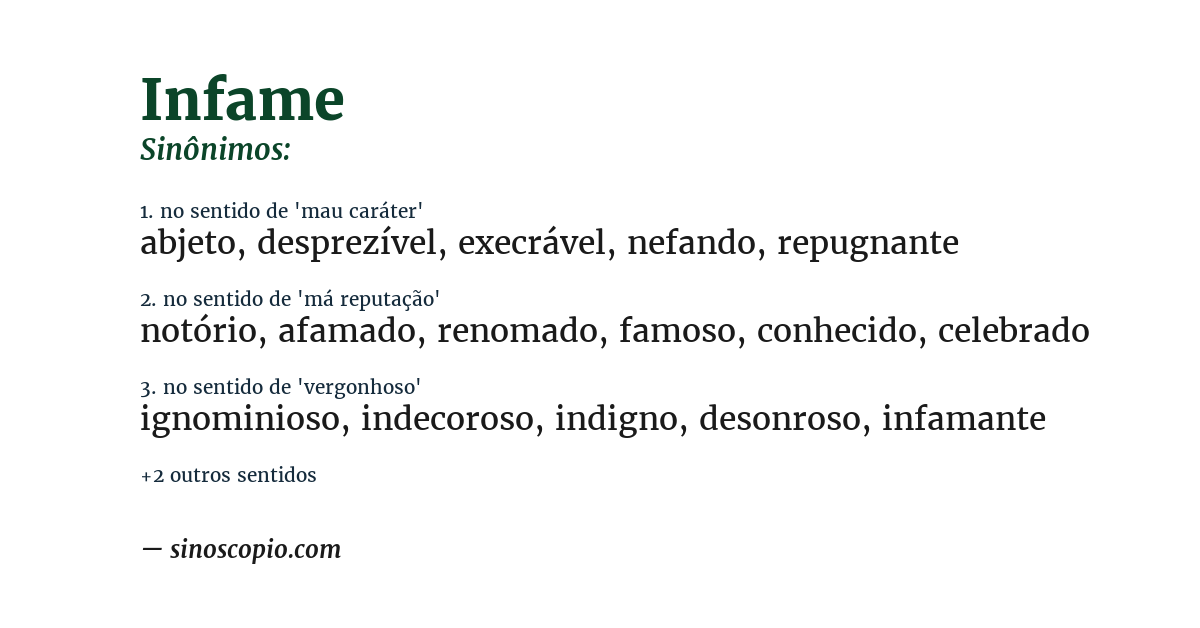 Sinônimo de infame