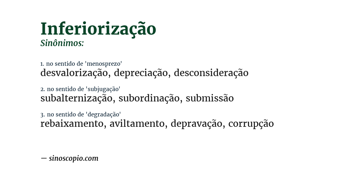 Sinônimo de inferiorização