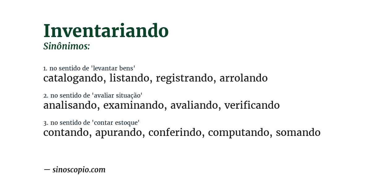Sinônimo de inventariando