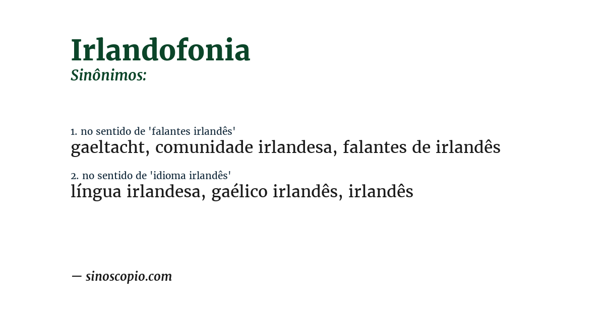 Sinônimo de irlandofonia