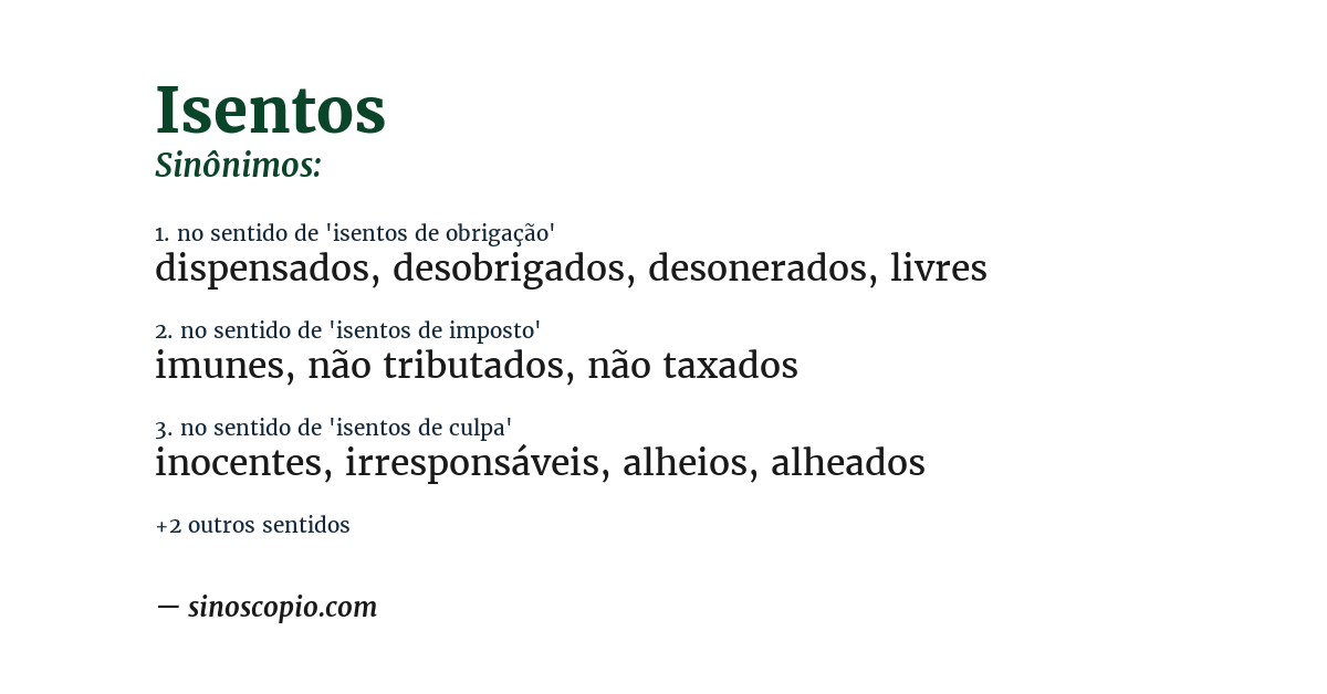 Sinônimo de isentos