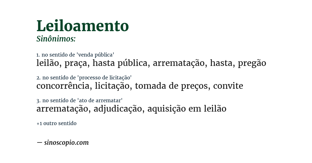 Sinônimo de leiloamento