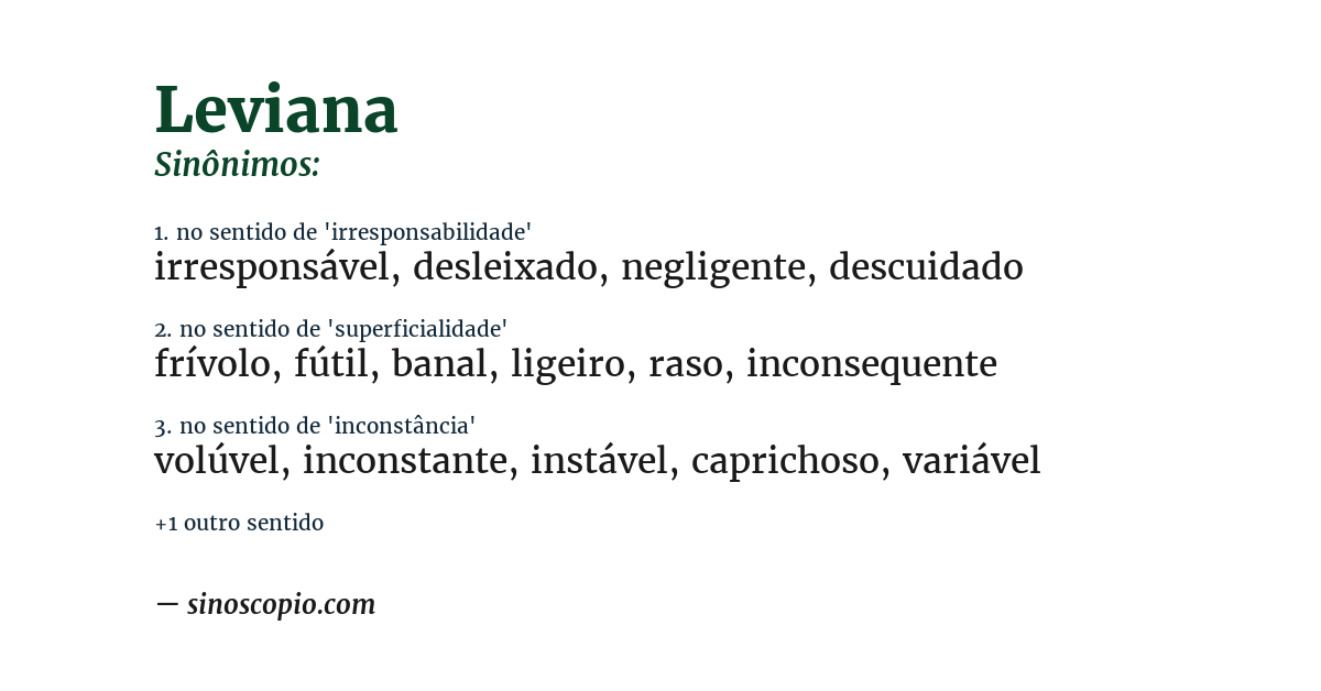 Sinônimo de leviana
