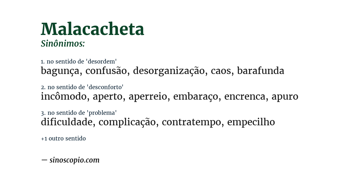 Sinônimo de malacacheta