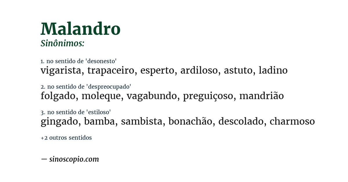 Sinônimo de malandro