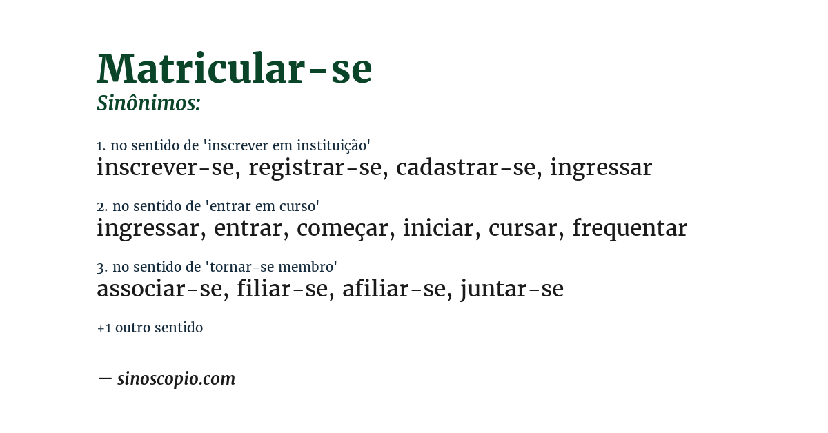 Sinônimo de matricular-se