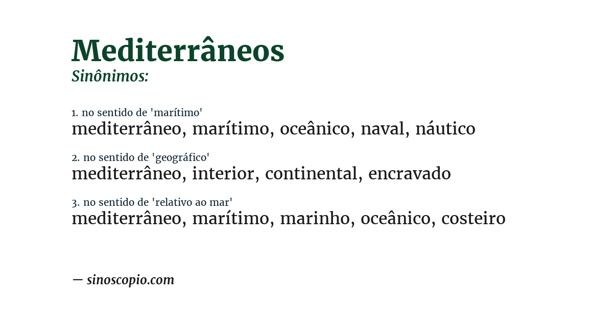Sinônimo de mediterrâneos