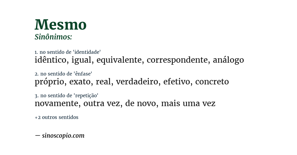 Sinônimo de mesmo