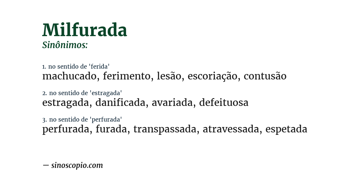 Sinônimo de milfurada