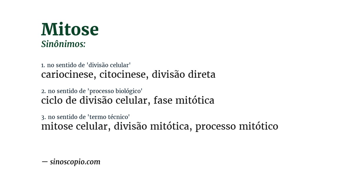 Sinônimo de mitose