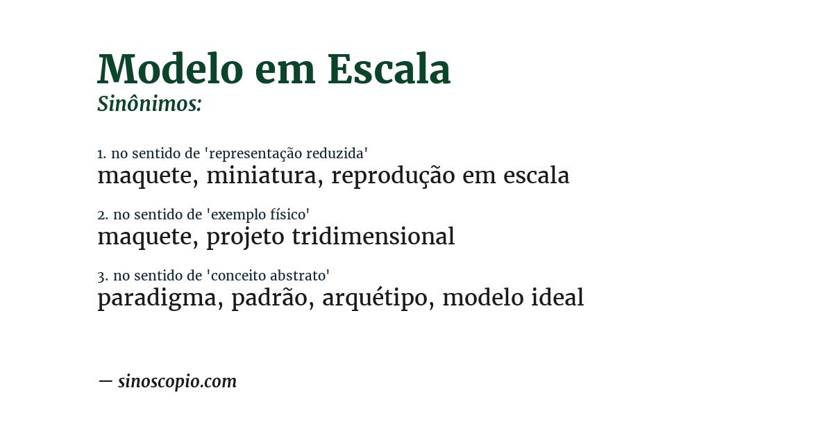 Sinônimo de modelo em escala