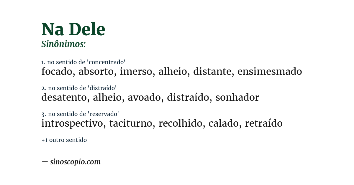 Sinônimo de na dele