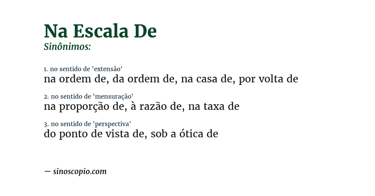 Sinônimo de na escala de