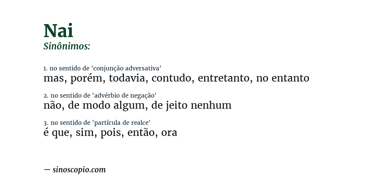 Sinônimo de nai