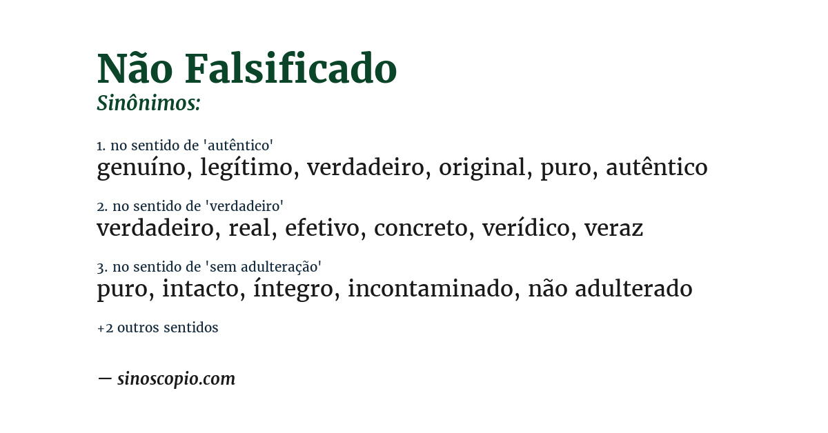 Sinônimo de não falsificado