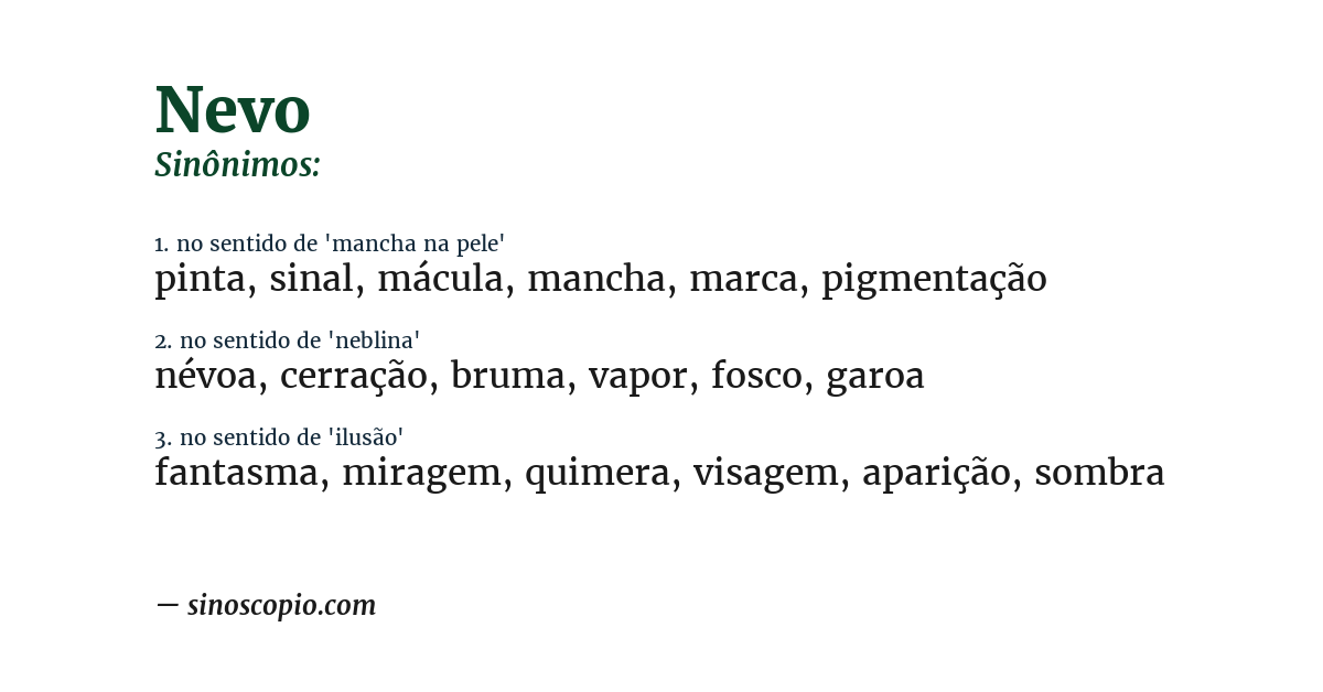 Sinônimo de nevo