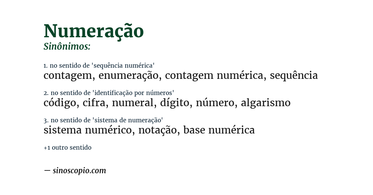 Sinônimo de numeração