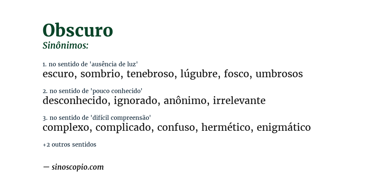 Sinônimo de obscuro
