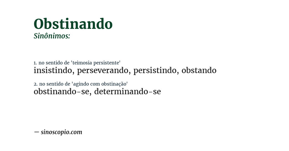 Sinônimo de obstinando
