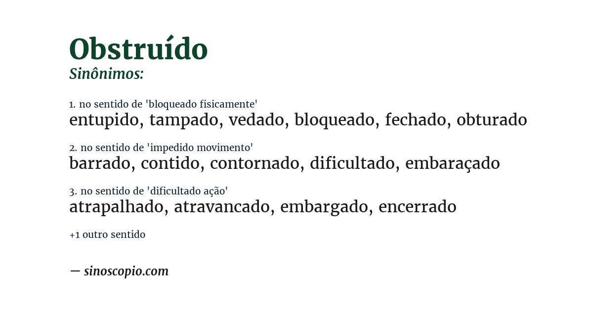 Sinônimo de obstruído