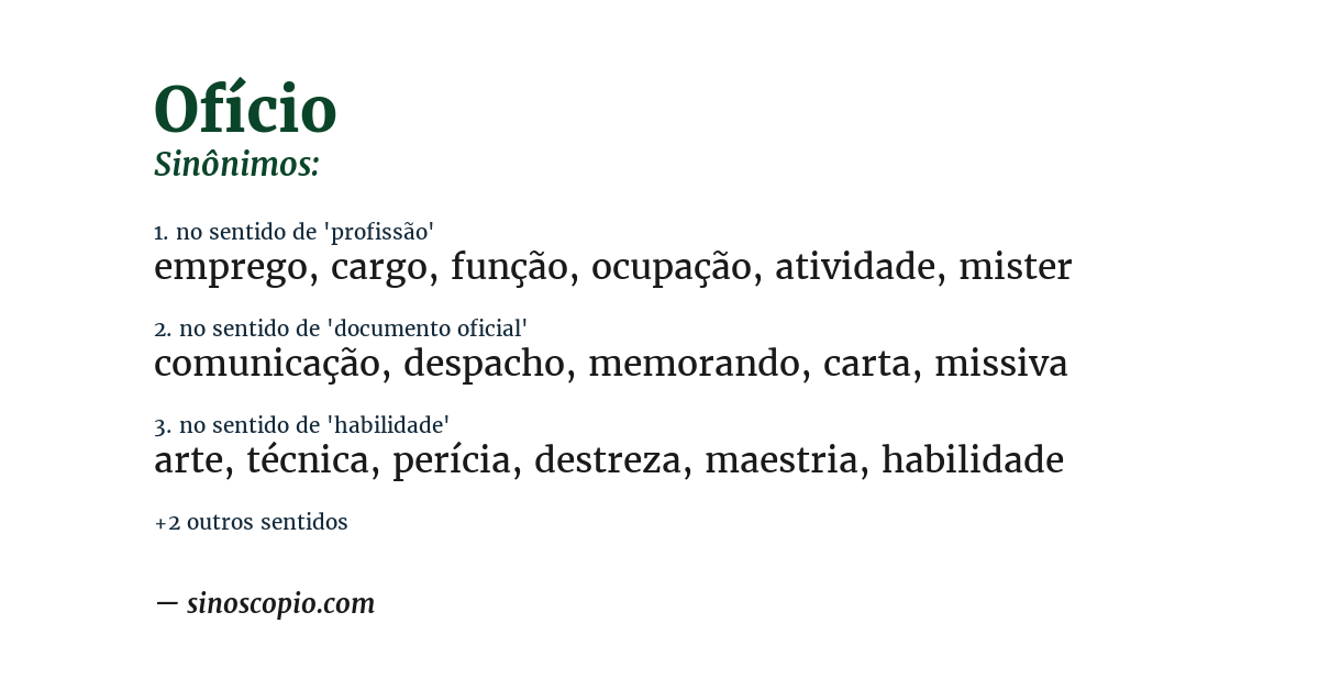Sinônimo de ofício