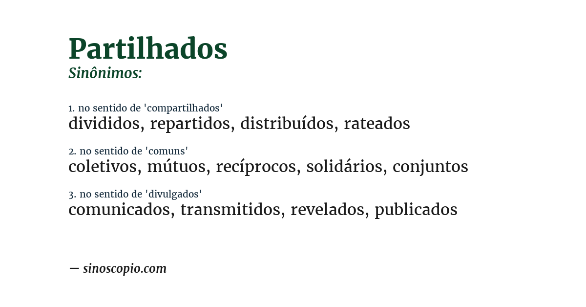 Sinônimo de partilhados