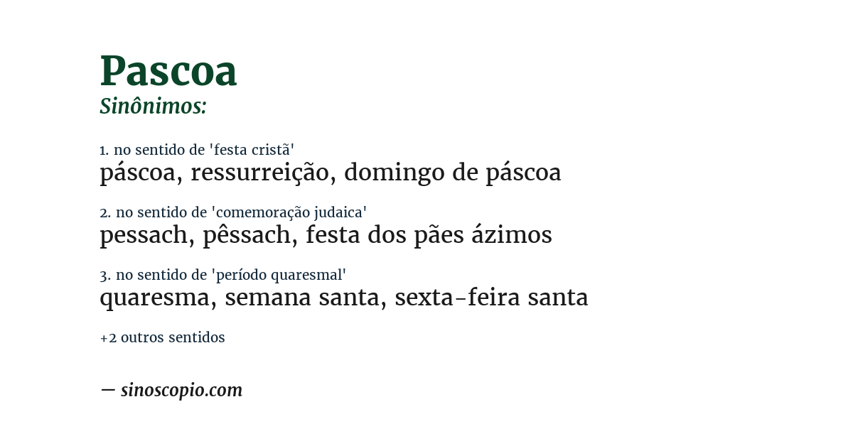 Sinônimo de pascoa