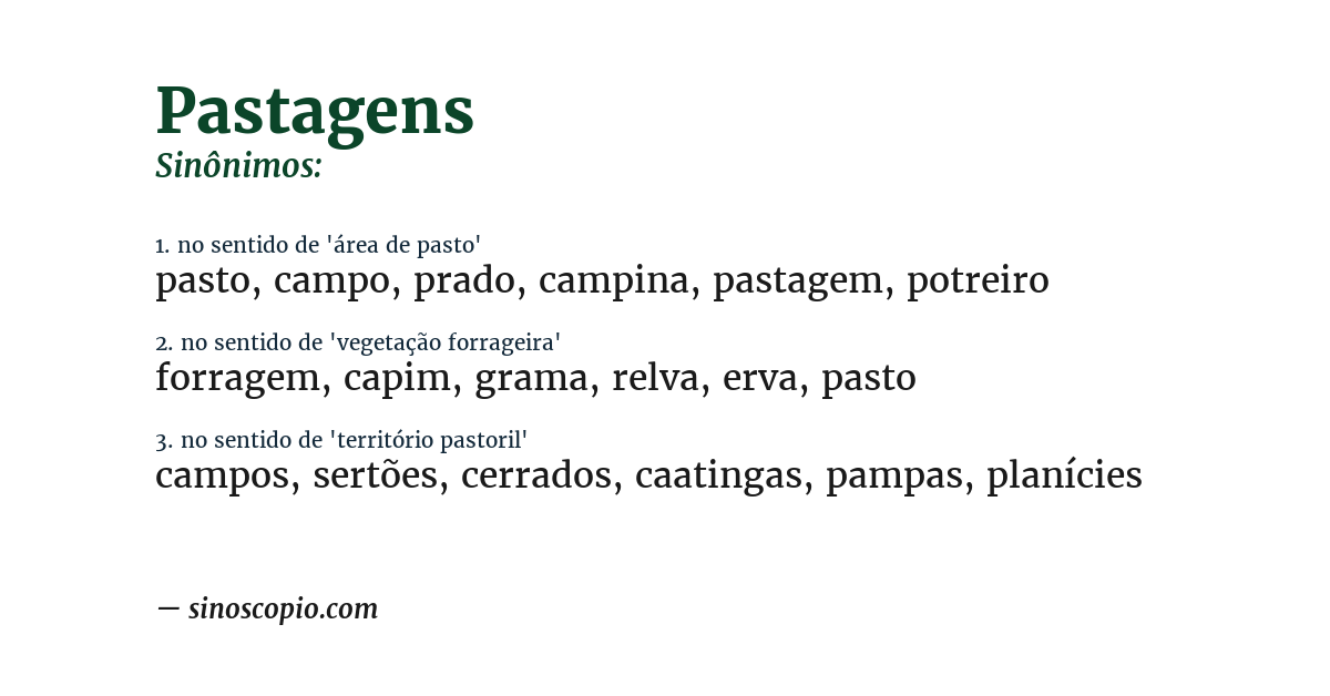 Sinônimo de pastagens
