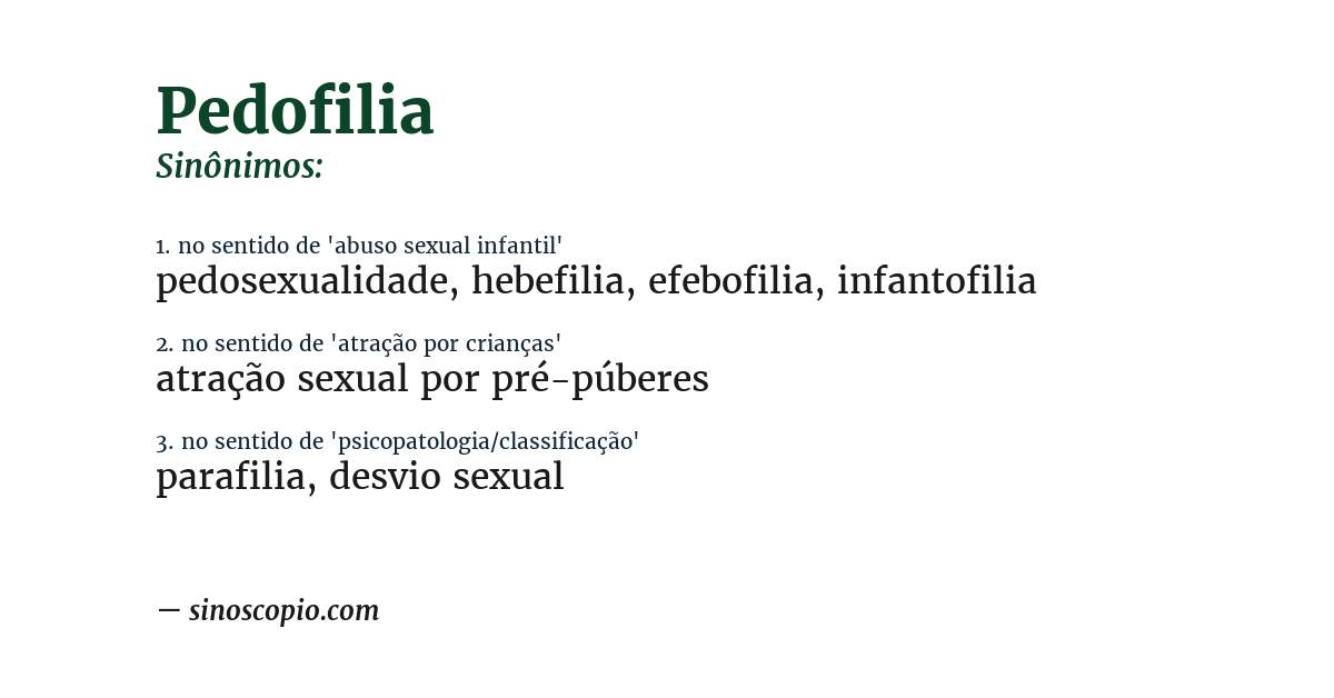 Sinônimo de pedofilia