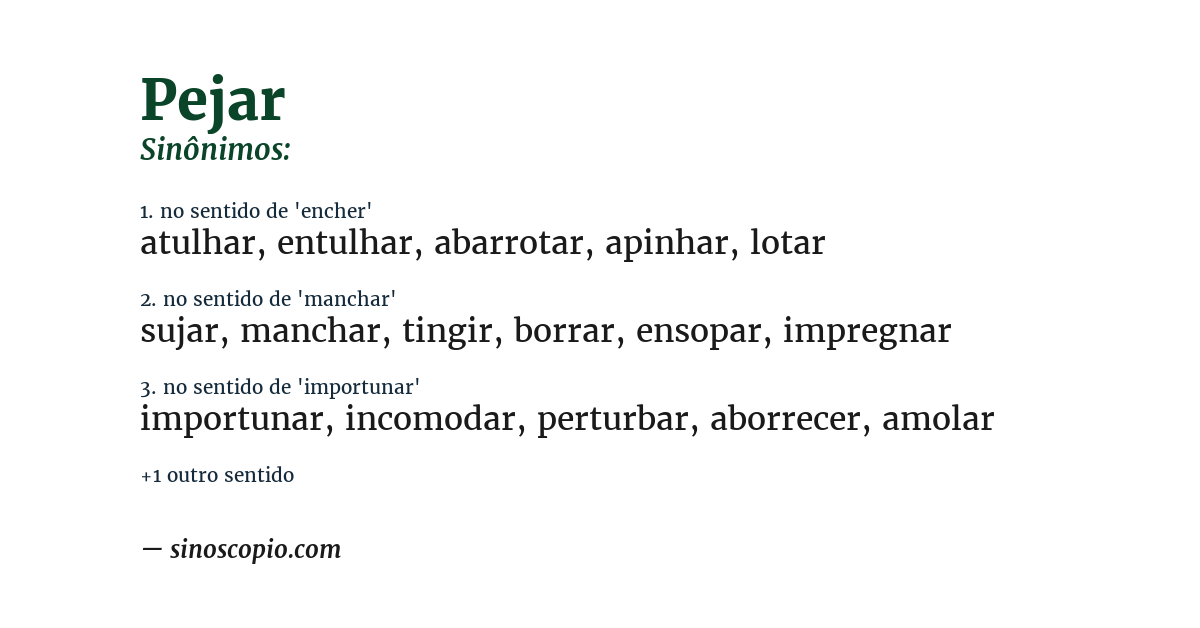 Sinônimo de pejar