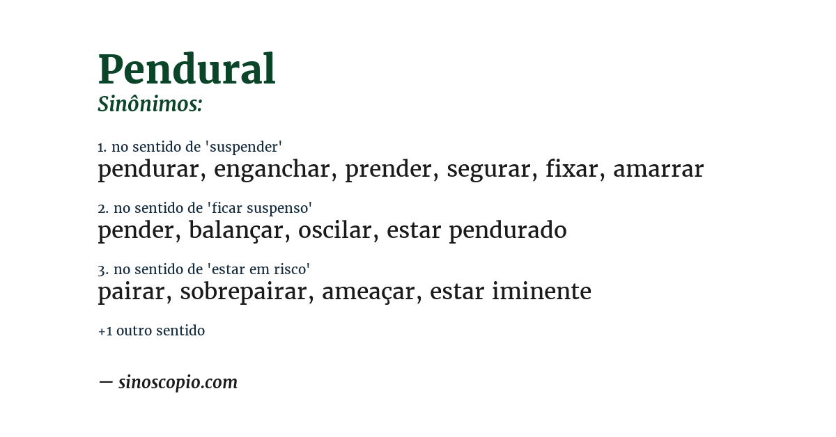 Sinônimo de pendural