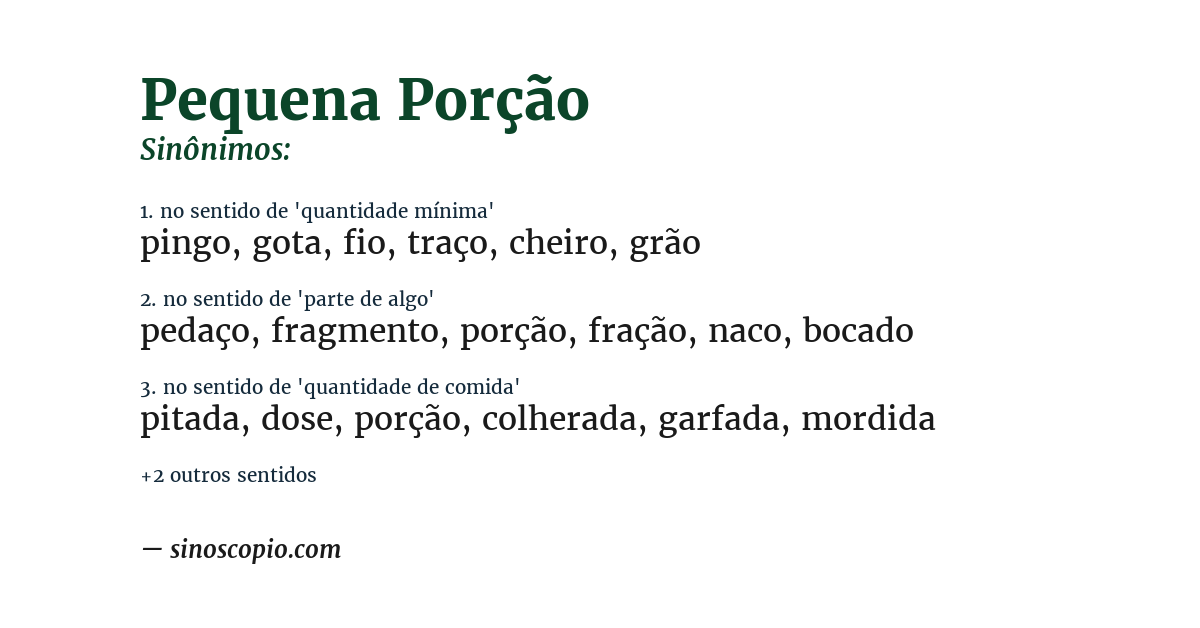 Sinônimo de pequena porção