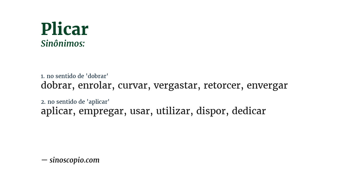 Sinônimo de plicar
