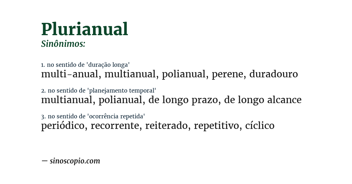 Sinônimo de plurianual