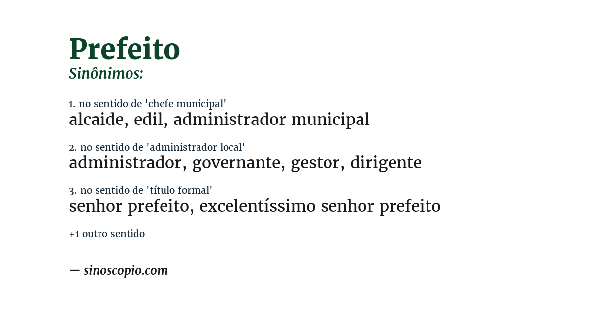 Sinônimo de prefeito