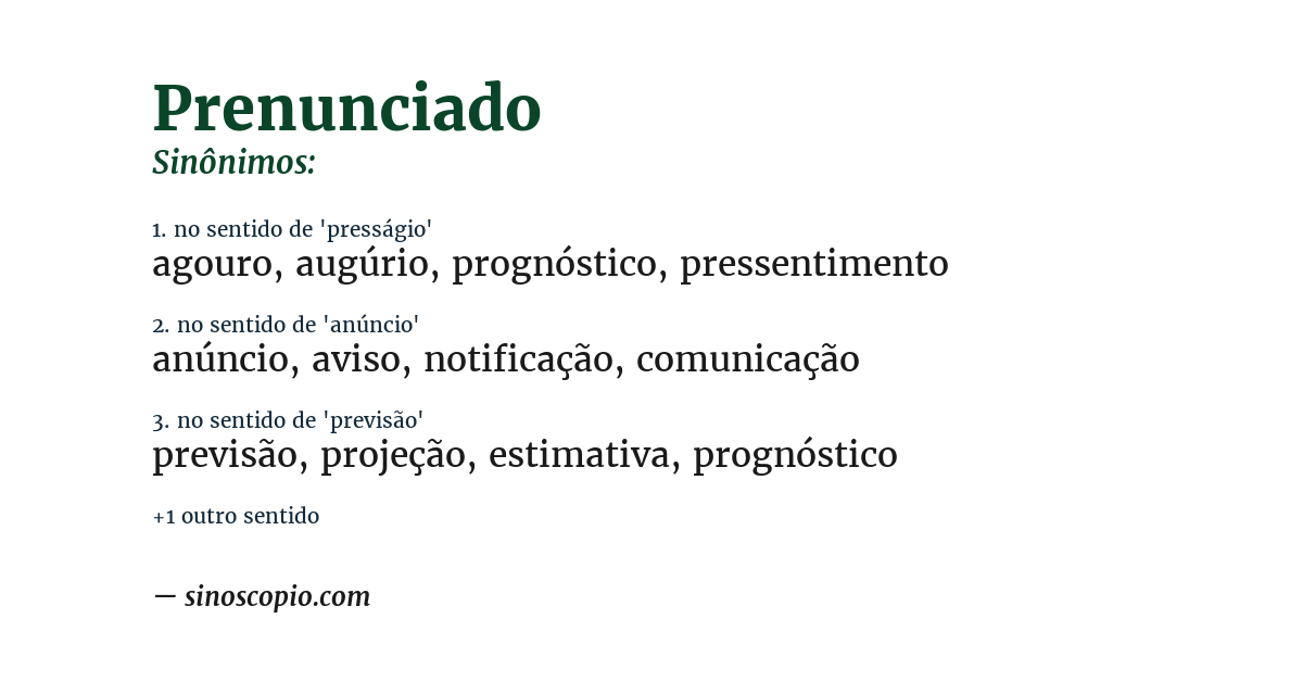 Sinônimo de prenunciado