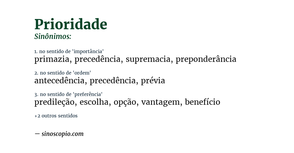 Sinônimo de prioridade