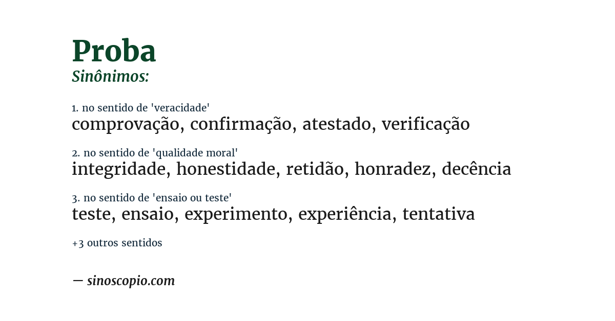 Sinônimo de proba