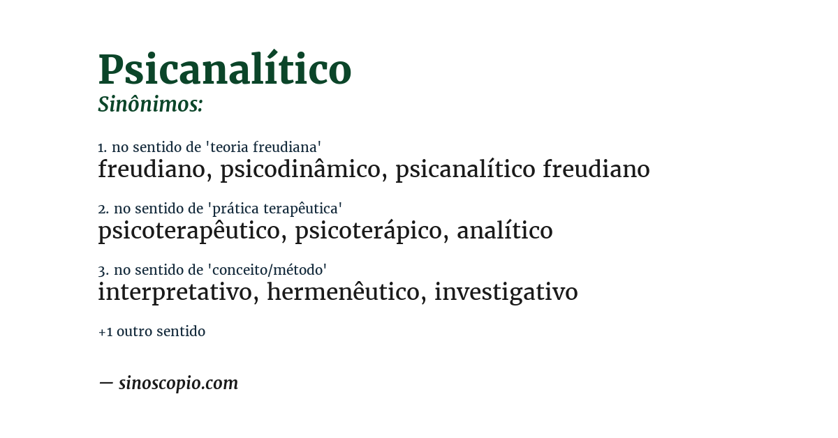 Sinônimo de psicanalítico