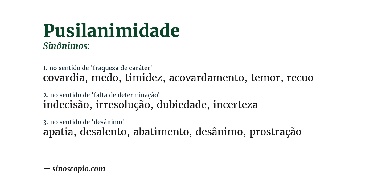 Sinônimo de pusilanimidade