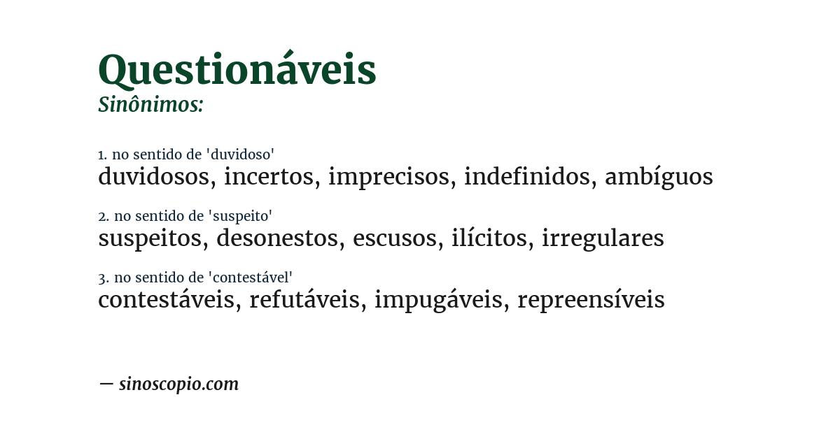Sinônimo de questionáveis