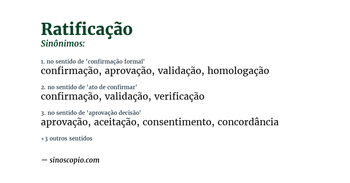 Sinônimo de ratificação