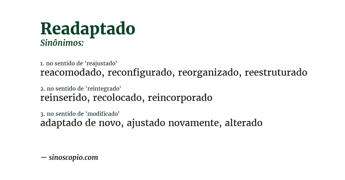 Sinônimo de readaptado