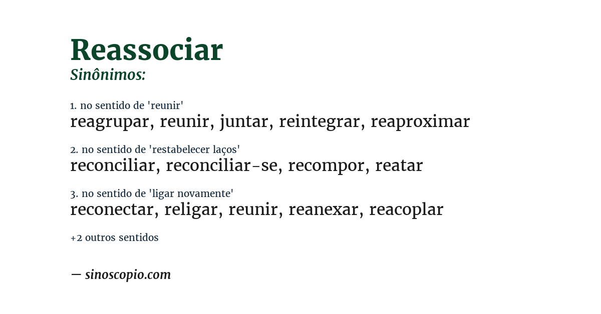 Sinônimo de reassociar